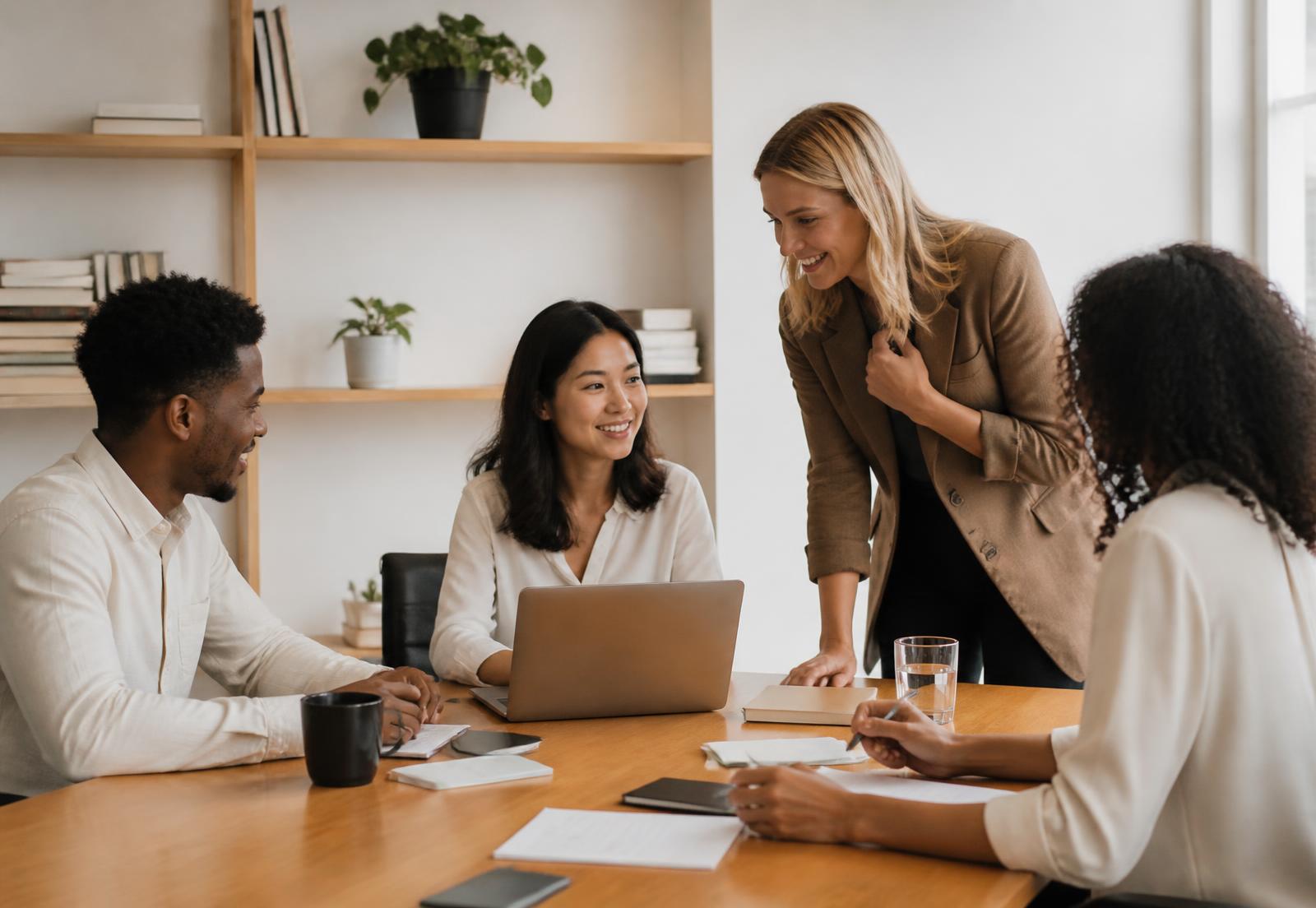 Recruitmentteam van VastgoedRecruiter overlegt rond een tafel